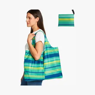 Grote Opvouwbare Boodschappentas Shopper Strandtas – Duurzame Herbruikbare Tas Ruim Sterk Compact En Stijlvol Met Etui Dessin Green Fields
