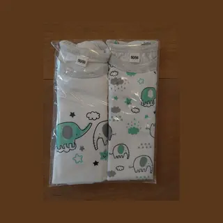 Baby Unisex Romper Biologisch Katoen - Maat, 50/56 - Print, "olifantje"