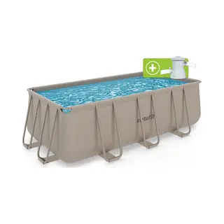 VirtuFit Rechthoekig Zwembad 400 X 200 X 122 Cm - Beige - Inclusief Filterpomp