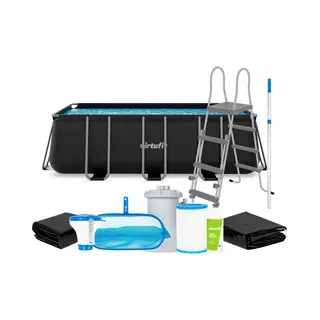 VirtuFit Rechthoekig Zwembad 400 X 200 X 122 Cm - Antraciet - Compleet Pakket