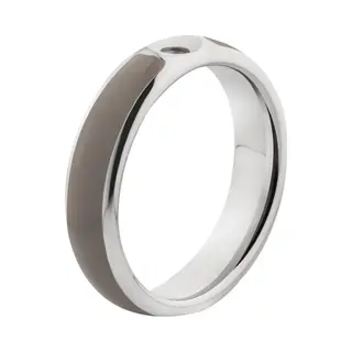 Melano Jewelry Melano Twisted Tracy Resin Ring - Dames - Stainless Steel + Taupe Resin - 5mm - Maat 48