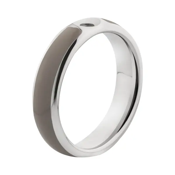 Melano Jewelry Melano Twisted Tracy Resin Ring - Dames - Stainless Steel + Taupe Resin - 5mm - Maat 48 thumbnail