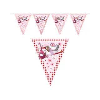 Folat Geboorte Vlaggen Slinger - Geboorte Meisje - 6 Mtr - Versiering