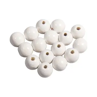 Rayher hobby materialen Hobby Kralen - Hout - D10 Mm - 52x Stuks - Wit - Diy Sieraden Maken - Kralen Rijgen