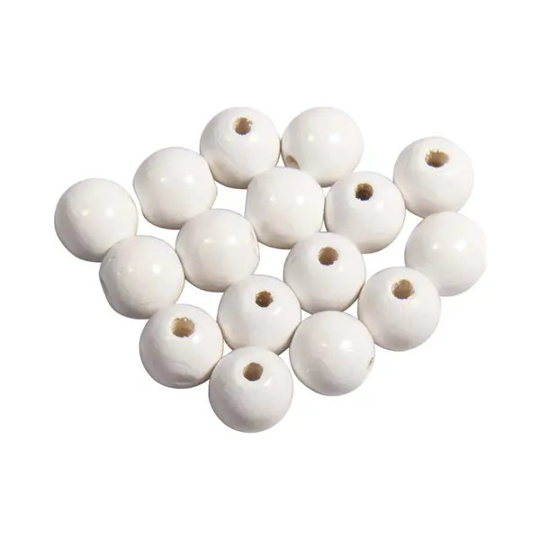 Rayher hobby materialen Hobby Kralen - Hout - D10 Mm - 52x Stuks - Wit - Diy Sieraden Maken - Kralen Rijgen thumbnail