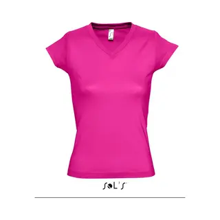 Sol's Dames T-shirt V-hals Fuchsia 100% Katoen Slimfit - Dameskleding Shirts 42