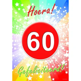 Bellatio Decorations Verjaardag Deurposter - 60 Jaar - 59 X 42 Cm - Leeftijd Feestartikelen