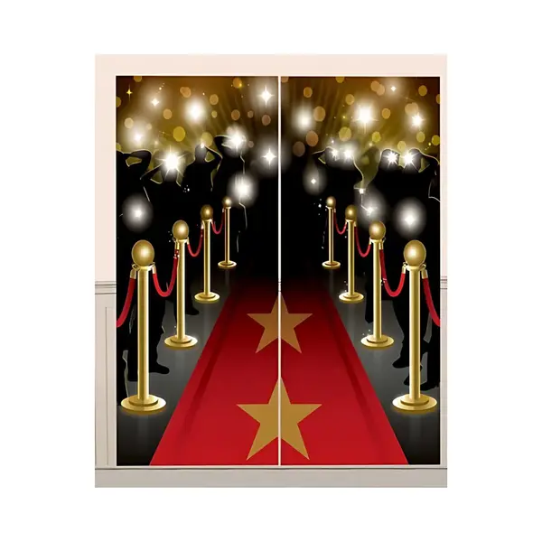 Amscan Scene Setter Hollywood Thema - 82 X 165 Cm - Plastic - Wandversiering - Muurdecoratie - Poster Rode Loper thumbnail