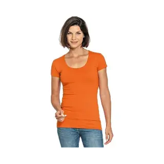 Lemon & Soda Casual Fashion T-shirt - Bodyfit - Dames - Oranje - Ronde Hals - Korte Mouwen - Dameskleding - Basic Shirts - Katoen M