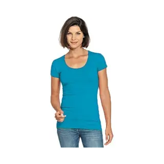 Lemon & Soda Casual Fashion T-shirt - Bodyfit - Dames - Turquoise Blauw - Ronde Hals - Korte Mouwen - Dameskleding - Basic Shirts - Katoen Xl