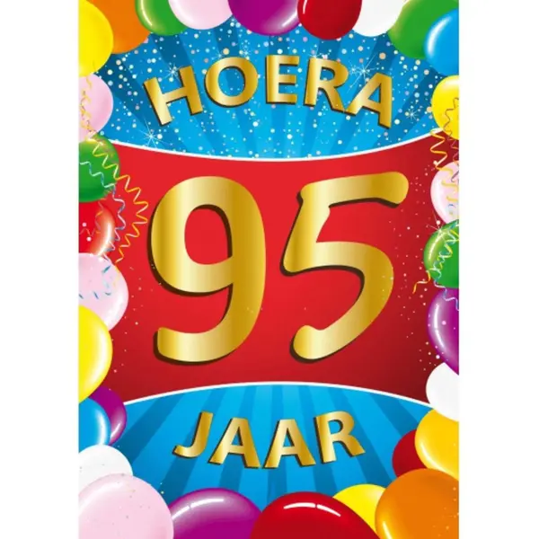 Bellatio Decorations Verjaardag Deurposter - 95 Jaar - Multi - 59 X 84 Cm - Feestartikelen thumbnail