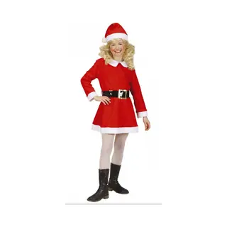 Widmann Kerst Jurkje - Rood - Meisjes - Kerstvrouw Verkleedjurkje - Verkleedkleding - Kerstman - Outfit 140