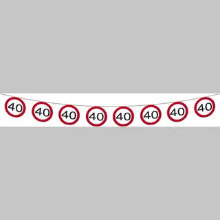 Folat Vlaggenlijn - Papier - 10 Meter - 40 Jaar - Verkeersborden - Feestversiering