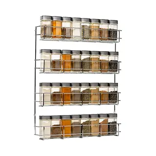 Copa Design Coninx Copa Gewürzregal Schranktür 4-Etagen Chrom - Gewürz Organizer Hängend - Wand Spice Rack Für 4x8 Gewürzgläser - Hängender