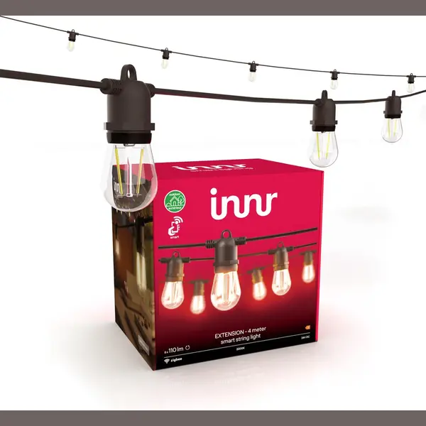 Innr Smart Led Lichterketten Außen Erweiterung 4m, Warmweiß, 8 Smart Glühbirnen Balkon, IP65 Wasserdicht, Dimmbar (Ols 210 Basisset Benötigt) thumbnail