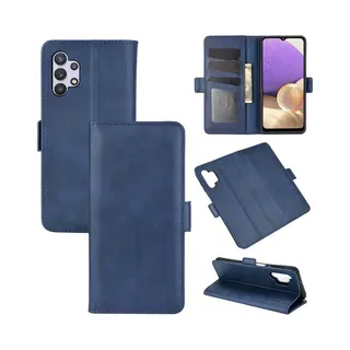 MobyDefend Hoesje - Geschikt Voor Samsung Galaxy A32 (4G) - Luxe Wallet Book Case (Sluiting Zijkant) - Blauw