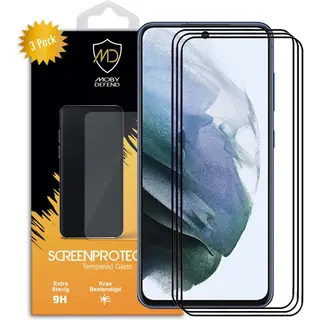 3-Pack MobyDefend Screenprotectors - Geschikt Voor Samsung Galaxy S21 Fe - Screensavers Met Zwarte Randen - Gehard Glas