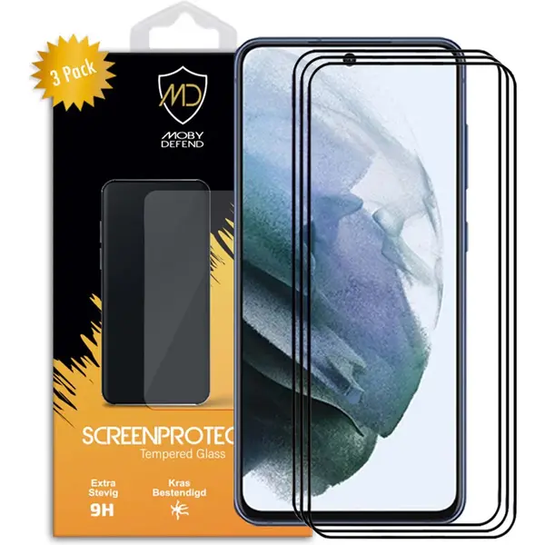 3-Pack MobyDefend Screenprotectors - Geschikt Voor Samsung Galaxy S21 Fe - Screensavers Met Zwarte Randen - Gehard Glas thumbnail