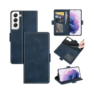 MobyDefend Hoesje - Geschikt Voor Samsung Galaxy S22 - Luxe Wallet Book Case (Sluiting Zijkant) - Blauw
