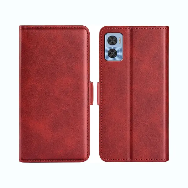 MobyDefend Hoesje - Geschikt Voor Motorola Moto E22 / E22i - Luxe Wallet Book Case (Sluiting Zijkant) - Rood thumbnail