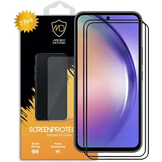 2-Pack MobyDefend Screenprotectors - Geschikt Voor Samsung Galaxy A54 - Screensavers Met Zwarte Randen - Gehard Glas