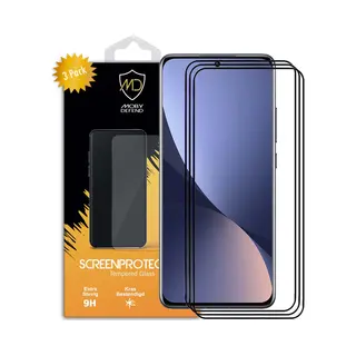 3-Pack MobyDefend Screenprotectors - Geschikt Voor Xiaomi 12 / 12X - Screensavers Met Zwarte Randen - Gehard Glas