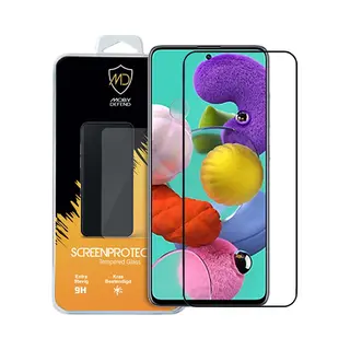 MobyDefend Screenprotector - Geschikt Voor Samsung Galaxy A51 - Screensaver Met Zwarte Randen - Gehard Glas