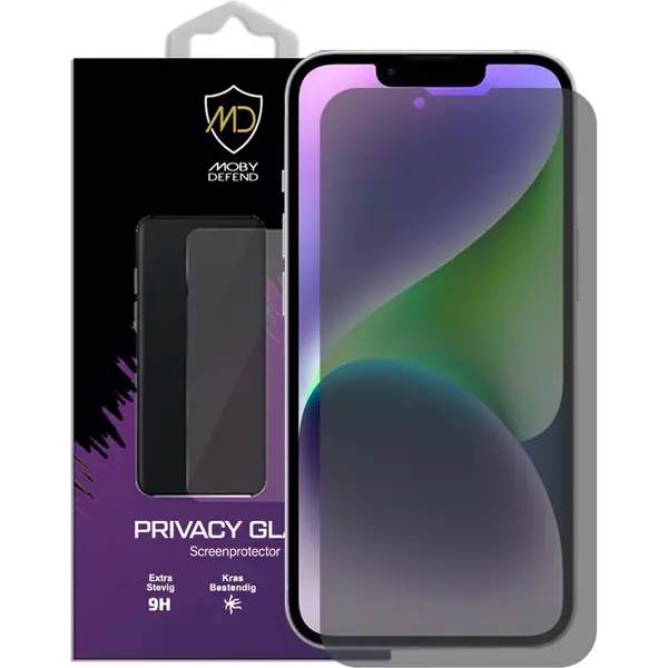 MobyDefend Screenprotector - Geschikt Voor IPhone 14 - Hd Privacy Glass Screensaver thumbnail