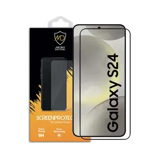 MobyDefend Screenprotector - Geschikt Voor Samsung Galaxy S24 - Screensaver Met Zwarte Randen - Gehard Glas