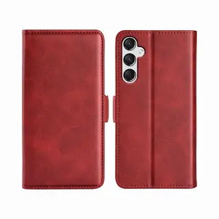MobyDefend Hoesje - Geschikt Voor Samsung Galaxy A25 - Luxe Wallet Book Case (Sluiting Zijkant) - Rood