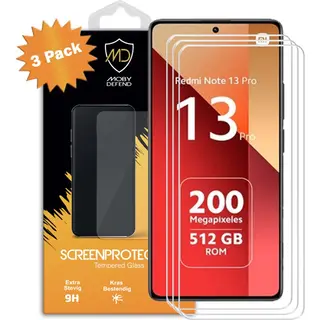 3-Pack MobyDefend Screenprotectors - Geschikt Voor Xiaomi Redmi Note 13 Pro 4G - Case-Friendly Screensavers - Gehard Glas