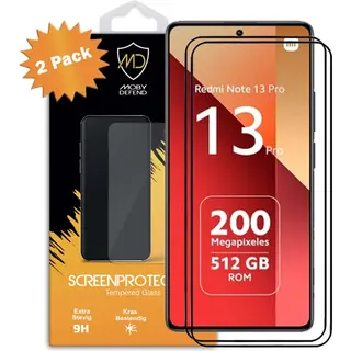 2-Pack MobyDefend Screenprotectors - Geschikt Voor Xiaomi Redmi Note 13 Pro 4G - Screensavers Met Zwarte Randen - Gehard Glas