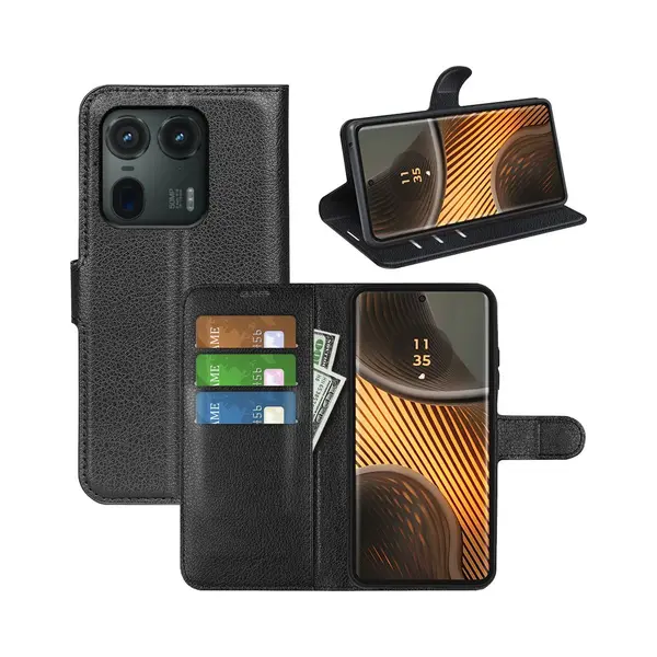 MobyDefend Hoesje - Geschikt Voor Motorola Edge 50 Ultra - Kunstleren Wallet Book Case (Sluiting Voorkant) - Zwart thumbnail
