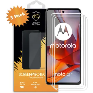3-Pack MobyDefend Screenprotectors - Geschikt Voor Motorola Moto G75 Case-Friendly Screensavers - Gehard Glas