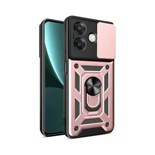 MobyDefend Hoesje - Geschikt Voor Oppo A60 5G / Oppo A40 / Oppo A40m - Pantsercase Met Draaibare Ring - Rosé