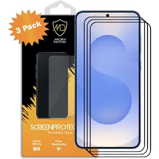 3-Pack MobyDefend Screenprotectors - Geschikt Voor Samsung Galaxy S25 Plus (S25+) - Screensavers Met Zwarte Randen - Gehard Glas