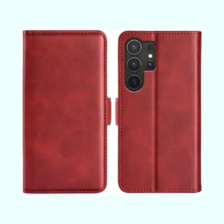 MobyDefend Hoesje - Geschikt Voor Samsung Galaxy S25 Ultra - Luxe Wallet Book Case (Sluiting Zijkant) - Rood