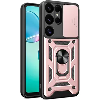 MobyDefend Hoesje - Geschikt Voor Samsung Galaxy S25 Ultra - Pantsercase Met Draaibare Ring - Rosé