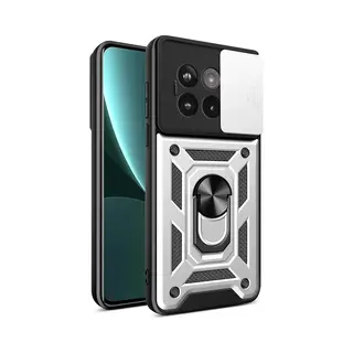 MobyDefend Hoesje - Geschikt Voor OnePlus 13R - Pantsercase Met Draaibare Ring - Zilvergrijs