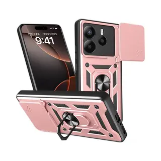 MobyDefend Hoesje - Geschikt Voor Xiaomi Redmi Note 14 5G - Pantsercase Met Draaibare Ring - Rosé
