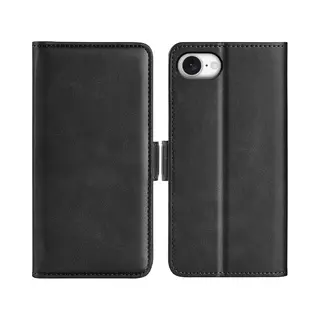 MobyDefend Hoesje - Geschikt Voor IPhone 16e - Luxe Wallet Book Case (Sluiting Zijkant) - Zwart