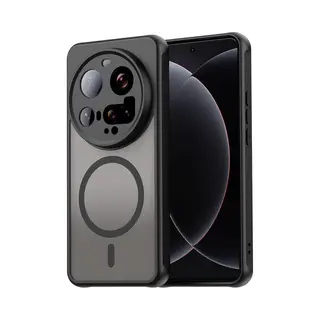 MobyDefend Hoesje - Geschikt Voor Xiaomi 15 Ultra - Case Geschikt Voor MagSafe - Mat Transparant Met Gekleurde Rand - Zwart