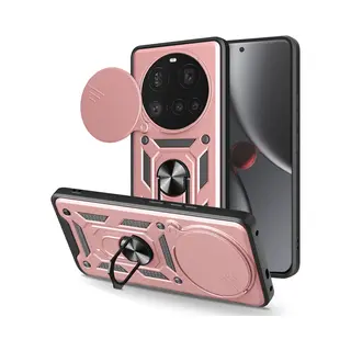 MobyDefend Hoesje - Geschikt Voor Xiaomi 15 Ultra - Pantsercase Met Draaibare Ring - Rosé
