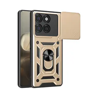 MobyDefend Hoesje - Geschikt Voor Motorola Edge 60 Pro - Pantsercase Met Draaibare Ring - Goud