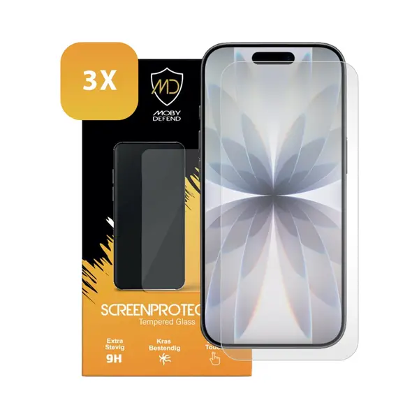 3-Pack MobyDefend Screenprotectors - Geschikt Voor IPhone 17 - Case-Friendly Screensavers - Gehard Glas thumbnail