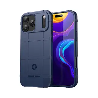 MobyDefend Hoesje - Geschikt Voor IPhone 17 Pro - Rugged Shield Tpu Backcover - Blauw