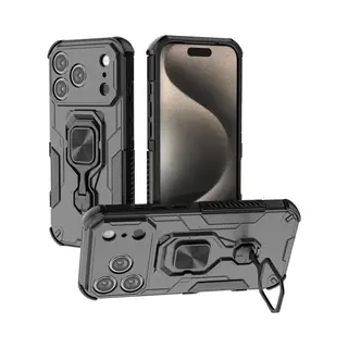 MobyDefend Hoesje - Geschikt Voor IPhone 17 Pro - Dubbelgelaagde Pantsercase Met Standaard - Zwart