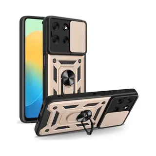 MobyDefend Hoesje - Geschikt Voor Motorola Moto G56 - Pantsercase Met Draaibare Ring - Goud