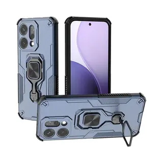 MobyDefend Hoesje - Geschikt Voor Oppo Reno14 - Dubbelgelaagde Pantsercase Met Standaard - Blauw