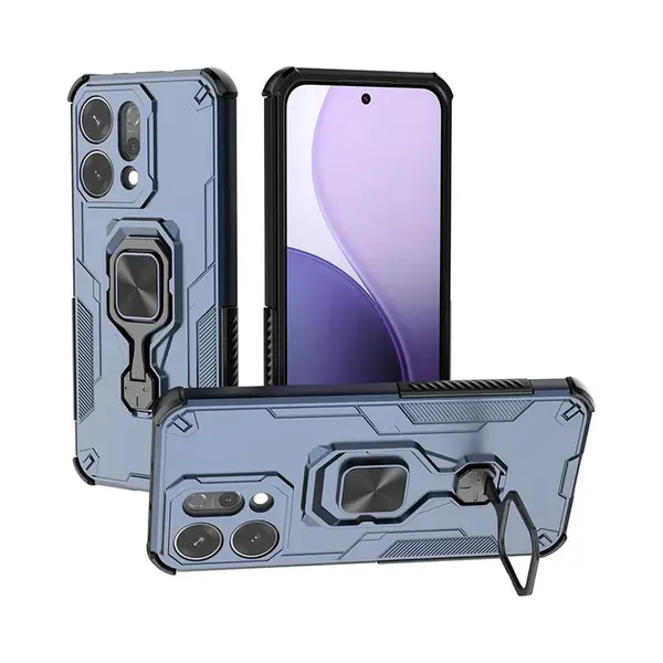 MobyDefend Hoesje - Geschikt Voor Oppo Reno14 - Dubbelgelaagde Pantsercase Met Standaard - Blauw thumbnail